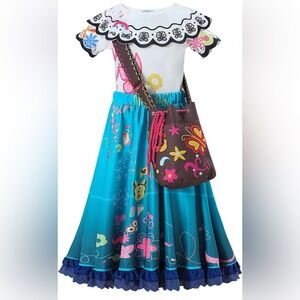 Encanto Mirabel Costume Dress Halloween Party Dress Up Clothes Girls S 7-8